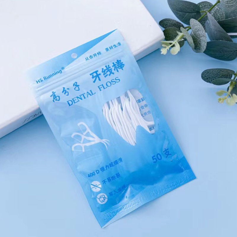 Household outdoor oral cleaning easy to carry polymer floss stick disposable plastic floss cleaning teeth