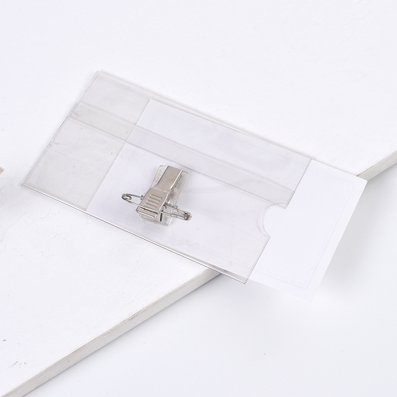 pvc double-sided transparent pin clip employee ID card holder tag work card student ID badge badge badge factory card