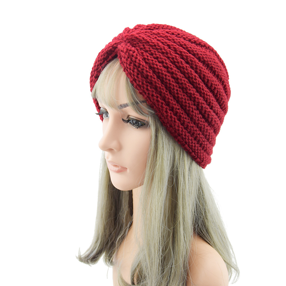 Europe, America and India Nipple Hat Wool Hat Knitted Hat Bohemian Baotou Hat Autumn and Winter Women's Nine Bars Pullover Hat