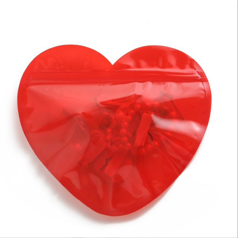 Heart-shaped Jewelry Self-sealing Bag Small Gift Bag Love Heart Sealed Valentine's Day Candy Food Packaging