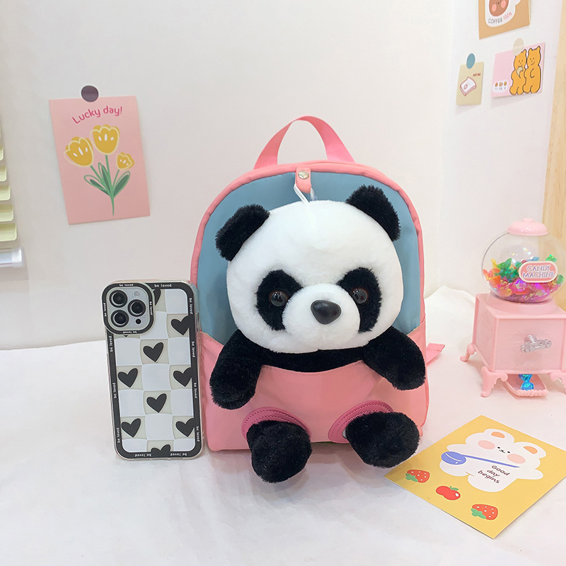 New Children's Backpack Cartoon Cute Panda Doll Backpack Kindergarten School Bag Lightweight Children's Backpack Wholesale