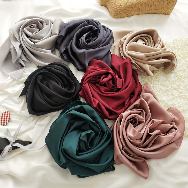 Solid Color 70 Small Square Scarf Women's Plain Color Simple All-match Spring and Summer Professional Bank Stewardess Small Scarf Hot Selling