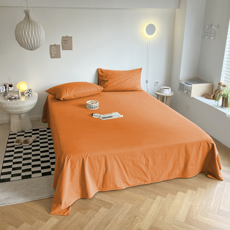 Bed sheet 1.5m student dormitory single piece double sheet tatami four seasons solid color pillowcase 2m quilt cover home textile generation