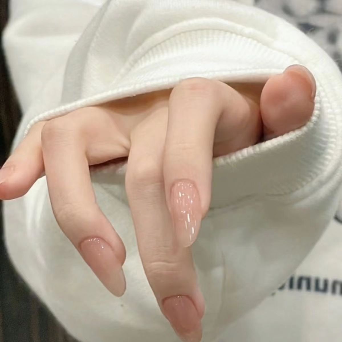 Handmade wear nail Zhenzhen same style solid color nude color manicure finished patch wear nail fake nail durable detachable
