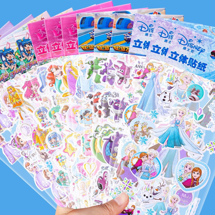 Children's Bubble Stickers 3D Princess Stickers Cartoon Stickers Creative Stereo Stickers Toy Awards Small Stickers Prizes