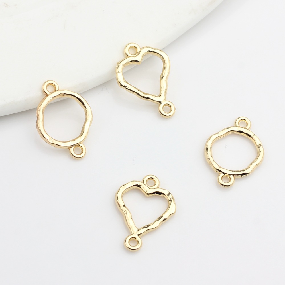 Fashion simple wind love round double hanging hollow pendant diy Handmade Jewelry earrings accessories material