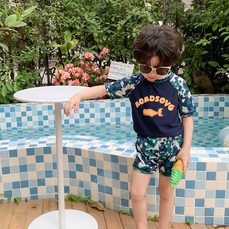 Boys' South Korea Children's Swimsuit Trendy Camouflage Whale Split Boys Swimming Trunks Sun-proof Quick-drying Holiday Baby Swimsuit