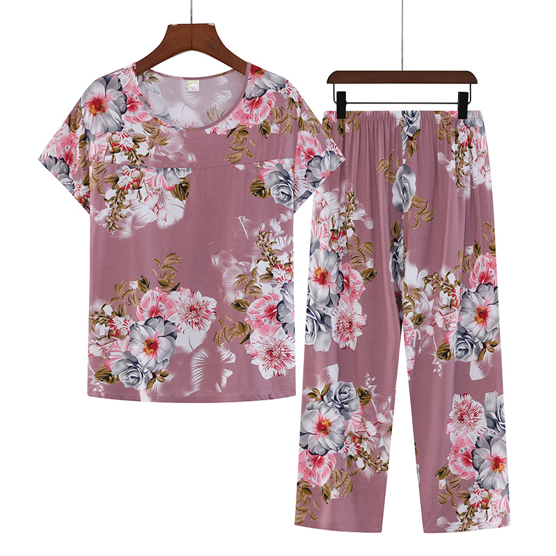 Middle-aged and elderly cotton silk suit women's 2022 new summer thin cotton silk casual women's home clothes women can be worn outside