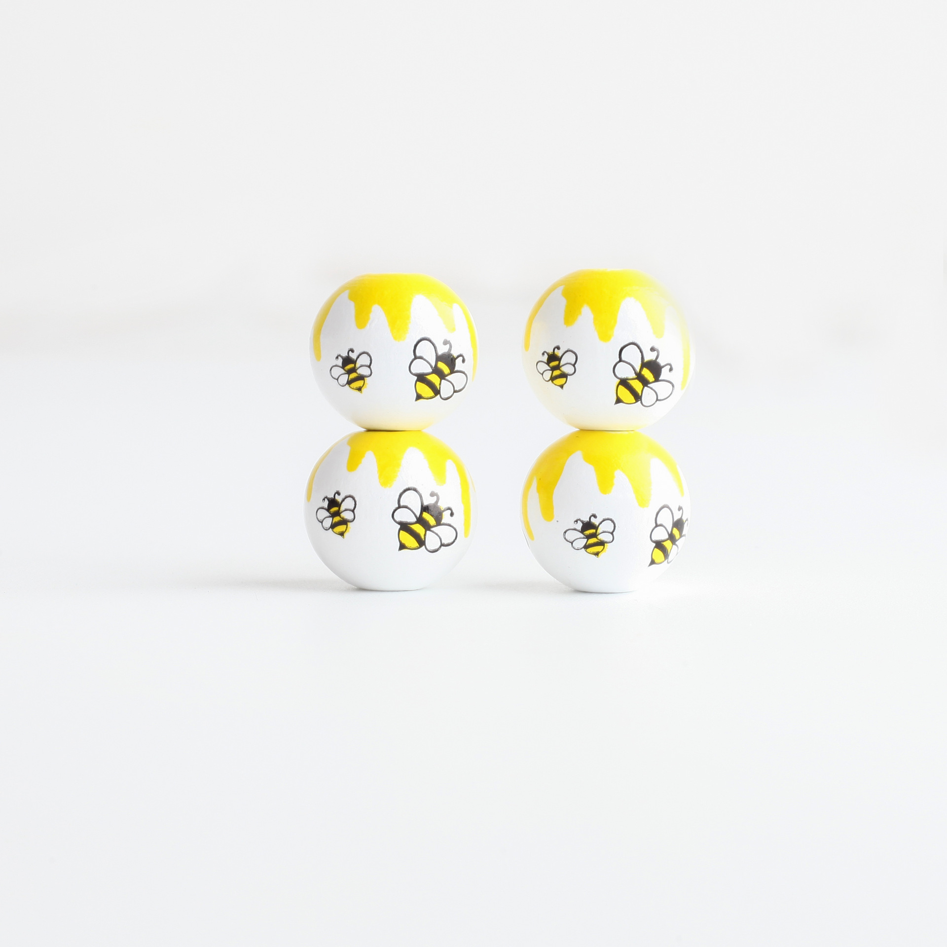 DJ source factory 16mm Bee Festival wooden beads spring color honey pot wooden beads DIY accessories 2023 new products