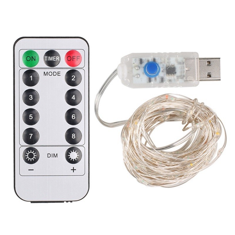 LED light string copper wire light string 8 function Christmas holiday decoration remote control light string live LED light string wholesale in large quantities