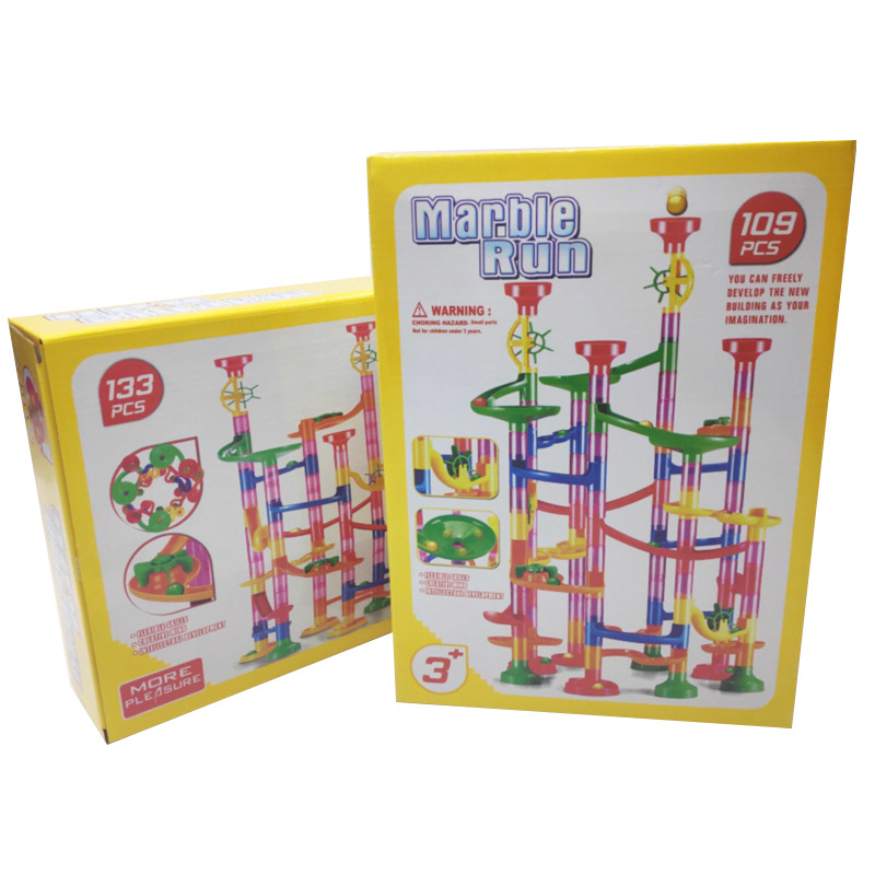 Foreign Trade Early Education Children's Track Ball Building Blocks Toy Split Slide Maze Building Blocks Parent-Child Ejection Track Building Blocks