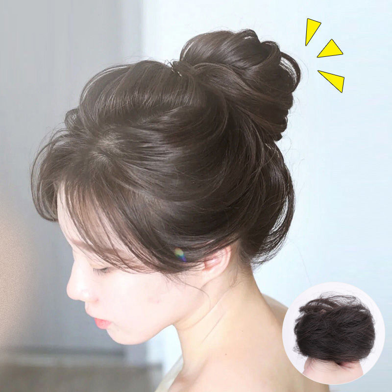 許昌化繊の団子の頭のかつらの女性の巻き輪の巻き髪は自然でふわふわしています。|undefined