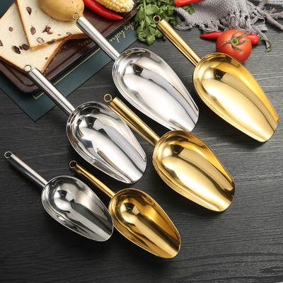 Thick stainless steel ice shovel flat ice shovel supermarket chain multi-functional rice shovel sugar Block TEA grains food shovel