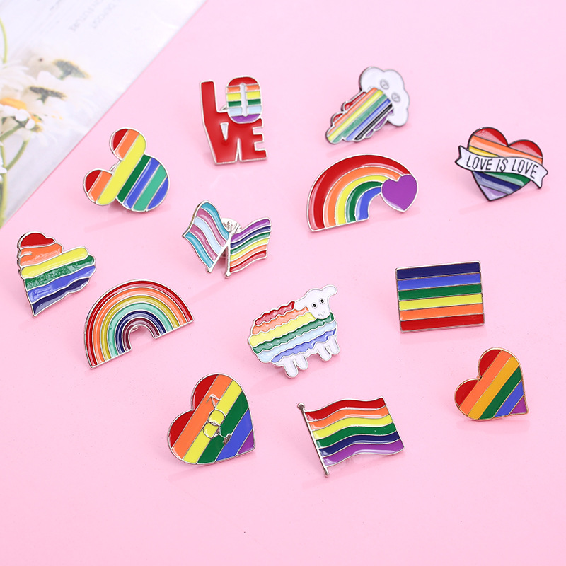 Creative rainbow brooch love rainbow bridge rainbow flag alloy badge cartoon cute clothing pin trinket