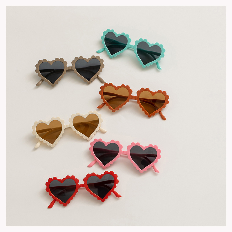 ins Korean Children's Concave Shape All-Match Love Sunglasses for Boys and Girls Anti-UV Glasses Internet Celebrity Sunglasses