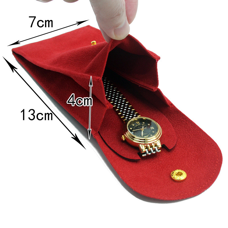 High quality special bead fleece snap watch bag mechanical watch case scratch-resistant portable thick double-sided watch cloth bag
