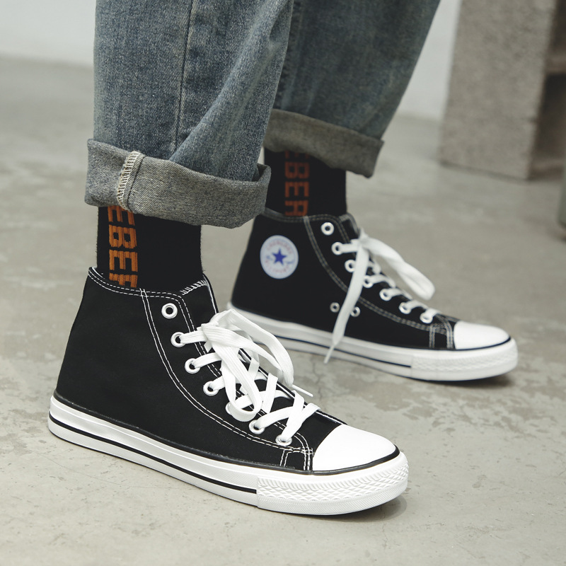 High-top canvas shoes for male students 2022 Hong Kong style classic Korean casual Japanese style versatile wholesale trendy women's board shoes