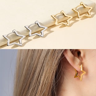 Simple elegant all-match high-grade ear ring hollow star ear buckle cold style ear ring niche design ins earrings