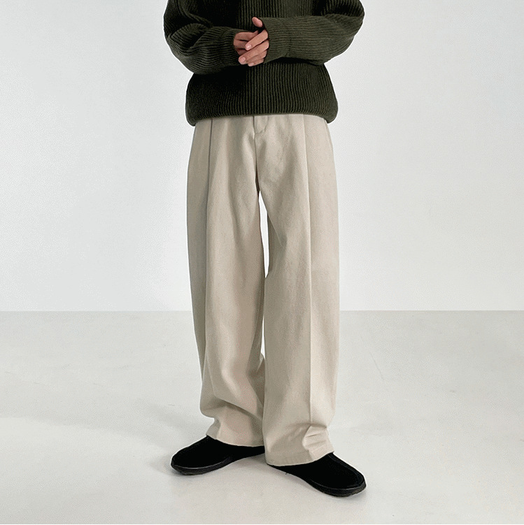 wide leg mopping slim suit pants men's Korean style loose straight thick casual pants cleanfit autumn and winter
