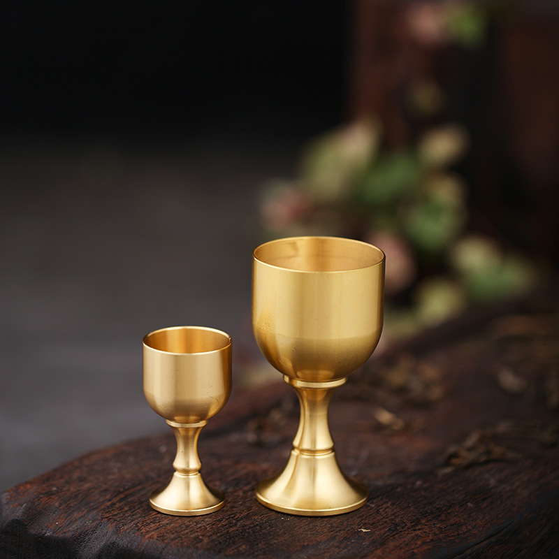 Brass Goblet Copper Cup Chinese Small Wine Glass Wine Utensils Decorative Ornaments Copper Wine Glass Souvenir Ornaments Antique
