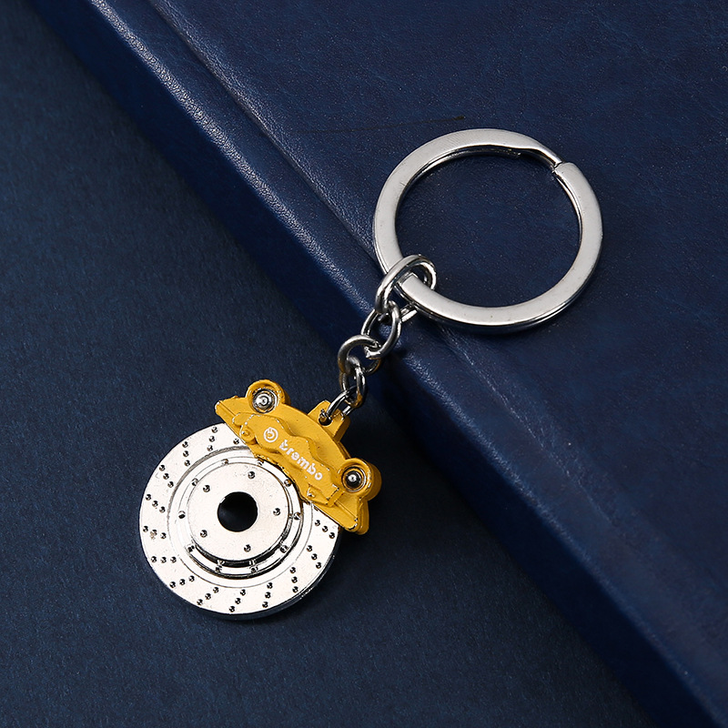 Creative gift brake disc wheel hub caliper metal keychain car modified disc brake waist hanging key ring chain pendant