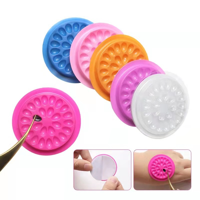 Factory direct color no base pattern plate false eyelashes grafting glue tray pink PVC gasket wholesale