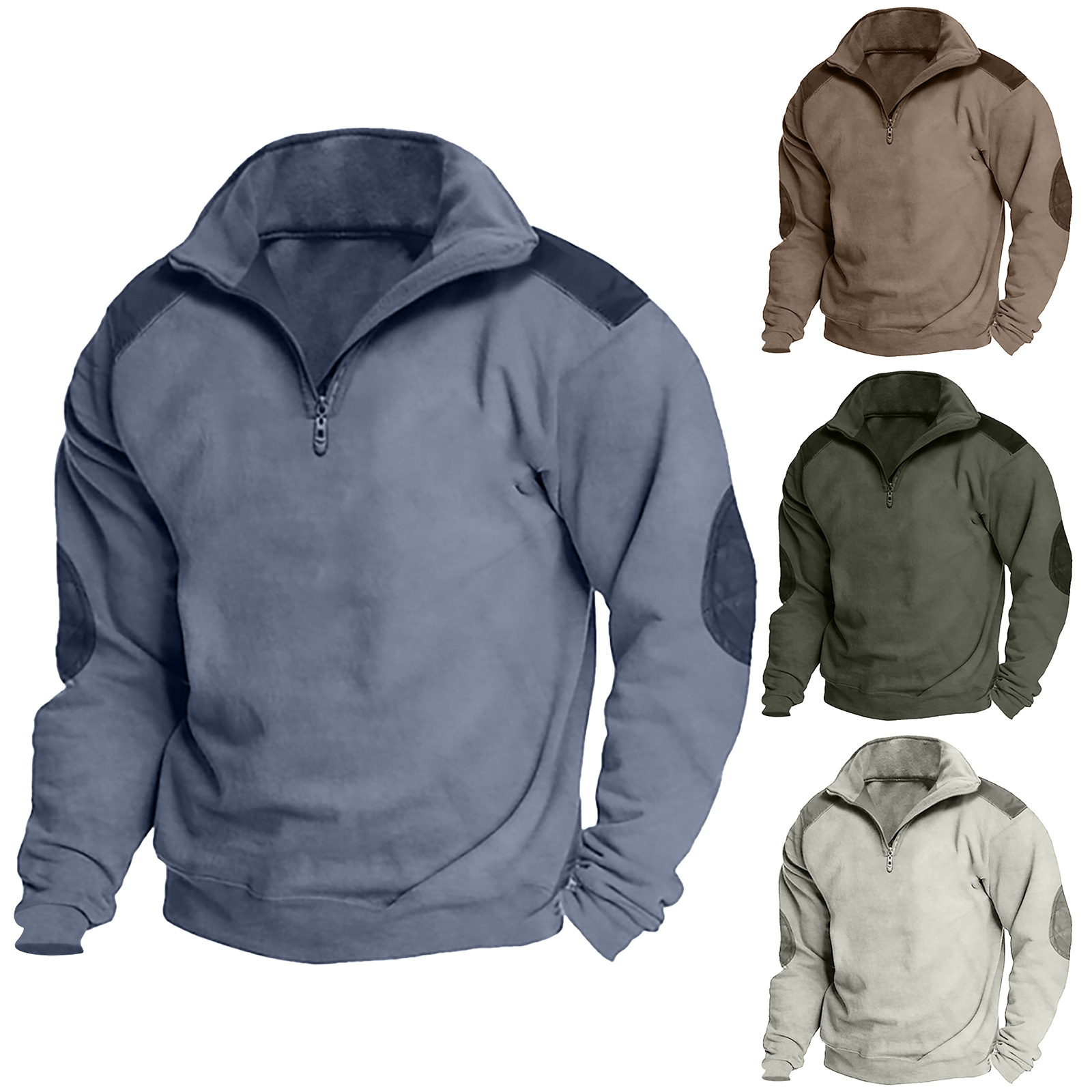 2023 autumn and winter new cross-border sweater stand collar men's street fashion zipper polo sweater