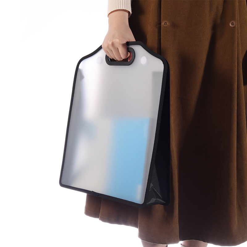 Three-dimensional PP portable widened Oxford cloth file bag transparent edging large capacity portable 8K Tutorial Art bag
