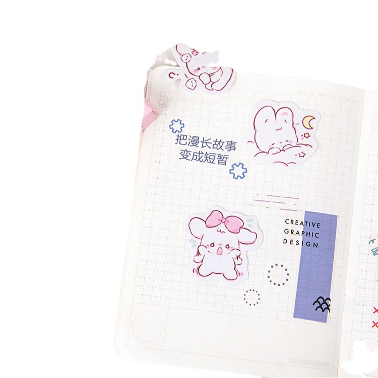 Sugar poetry Rabbit Daily boxed stickers self-adhesive stickers painting hand account album decoration DIY sealing stickers 45 pieces