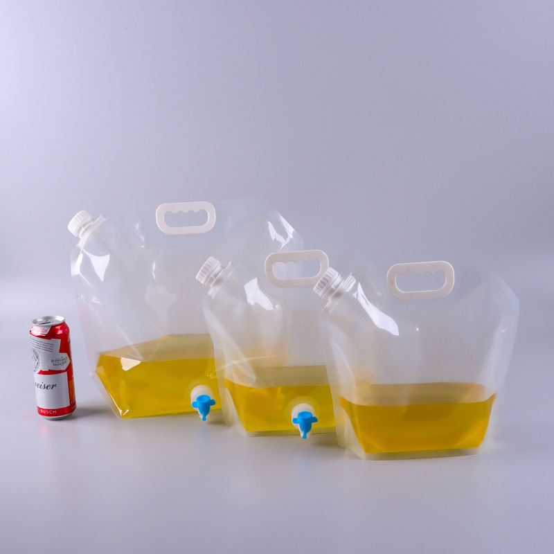 In stock folding beer bag transparent beer packaging nozzle bag takeaway beer bag portable valve mouth folding wine bag