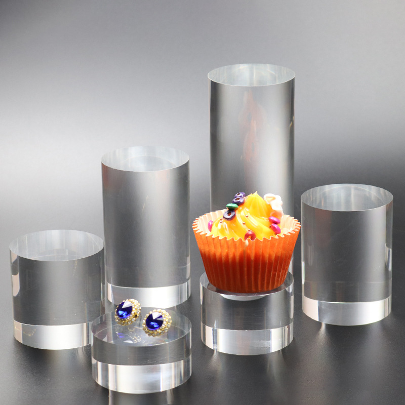 Transparent acrylic cylindrical display stand jewelry goods cosmetics jewelry model display base spot wholesale