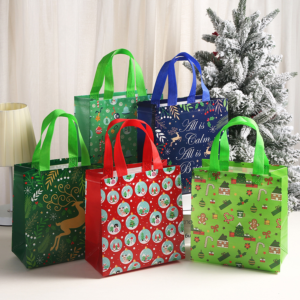 Printed shopping bag non-woven bag Christmas gift handbag party candy gift bag hand gift bag