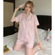 Cross-border Korean ins houndstooth ice silk pajamas women's new casual home clothes short sleeve shorts two-piece wholesale