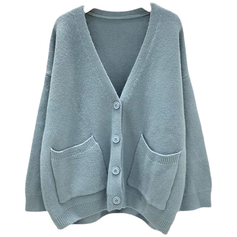 Sweater Coat Women's Outer Wear 2023 Spring and Autumn New Korean Style Internet Celebrity Loose Stylist Style Solid Color Knitted Cardigan