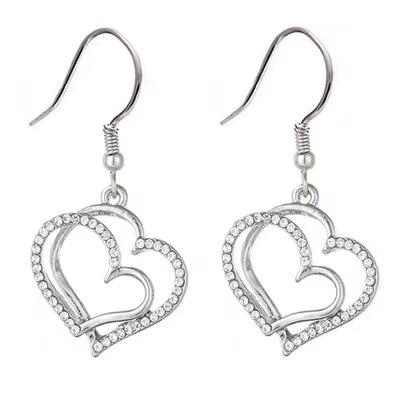 European and American popular jewelry suit wedding dinner wedding accessories double heart-shaped peach heart-shaped earrings necklace factory direct sales
