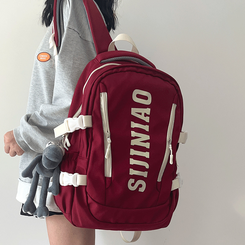 Schoolbag Female College Students American Campus High School Junior High School Students Travel Backpack Men's Japanese Tooling Large Capacity Backpack