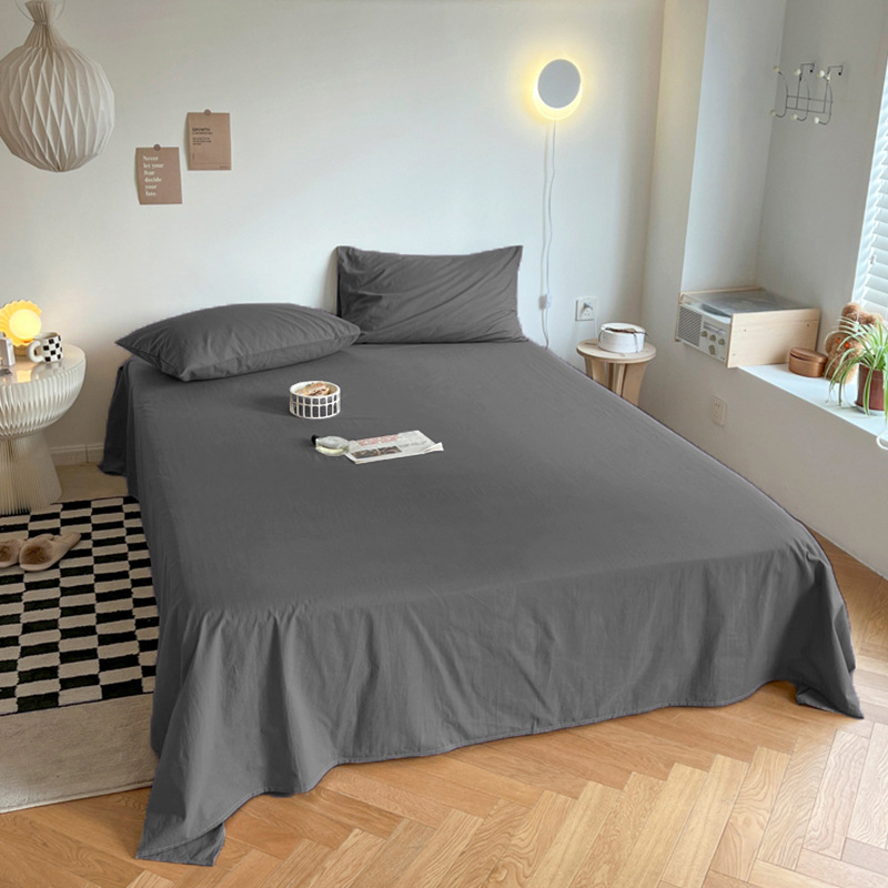 Bed sheet 1.5m student dormitory single piece double sheet tatami four seasons solid color pillowcase 2m quilt cover home textile generation