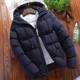 AliExpress cross-border autumn and winter cotton-padded coat men's hooded thickened cotton-padded coat solid color plus size men's casual cotton-padded jacket