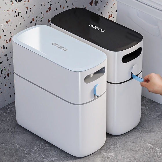 Ecoco Italian Coco New Trash Can Household Bathroom Kitchen Gap with Lid Large Automatic Packaging Paper Barrel