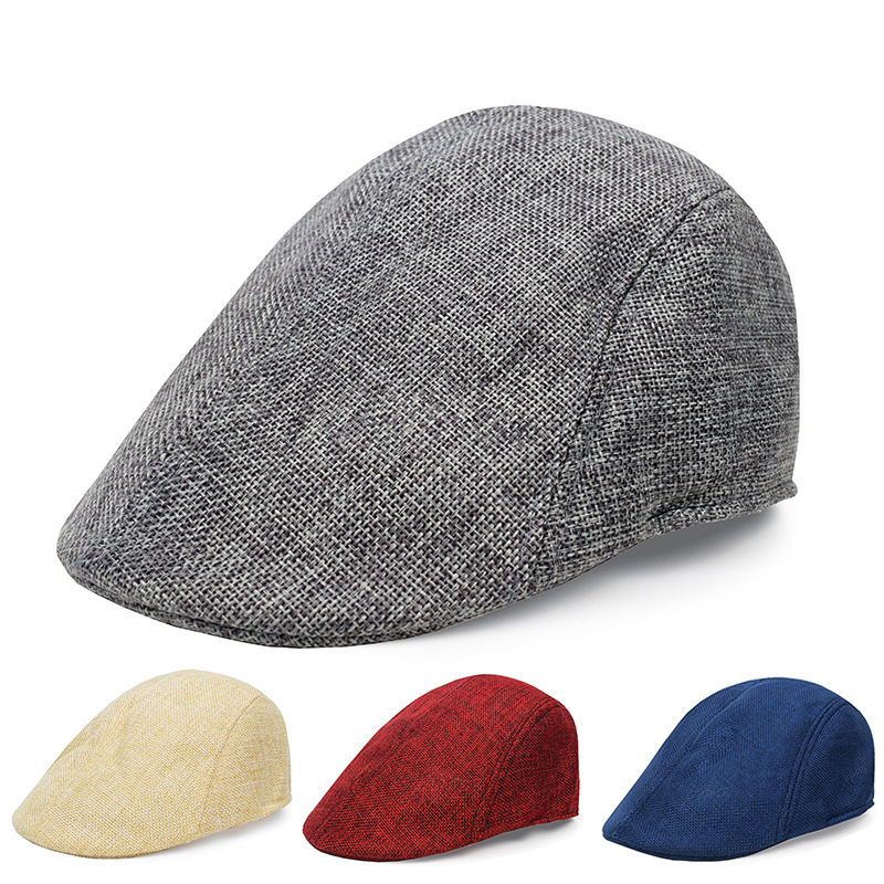 Foreign Trade Cotton Linen Beret Men's Retro Cap Middle-aged and Elderly Hat Simple Light Plate Thin Summer Forward Cap