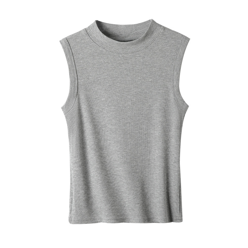 New round neck thread bottoming shirt Women's sleeveless vest strap mask accessory milk outer wear inner coat wholesale live explosions