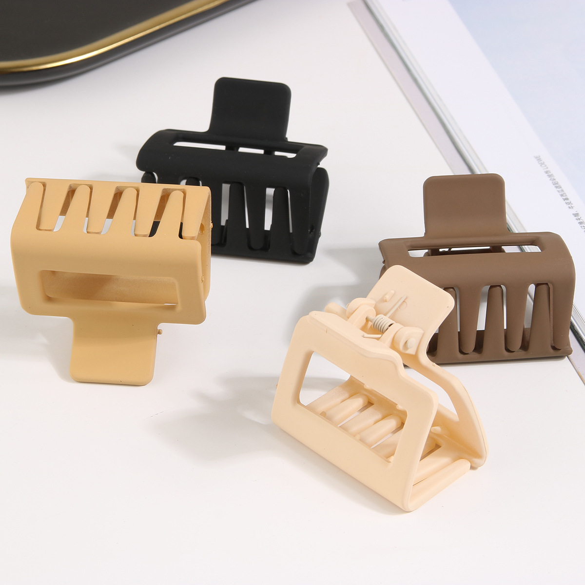 Guanyang PS material 5cm square matte grip clip cross-border  explosion hair claw clip with combination set_voghion.com