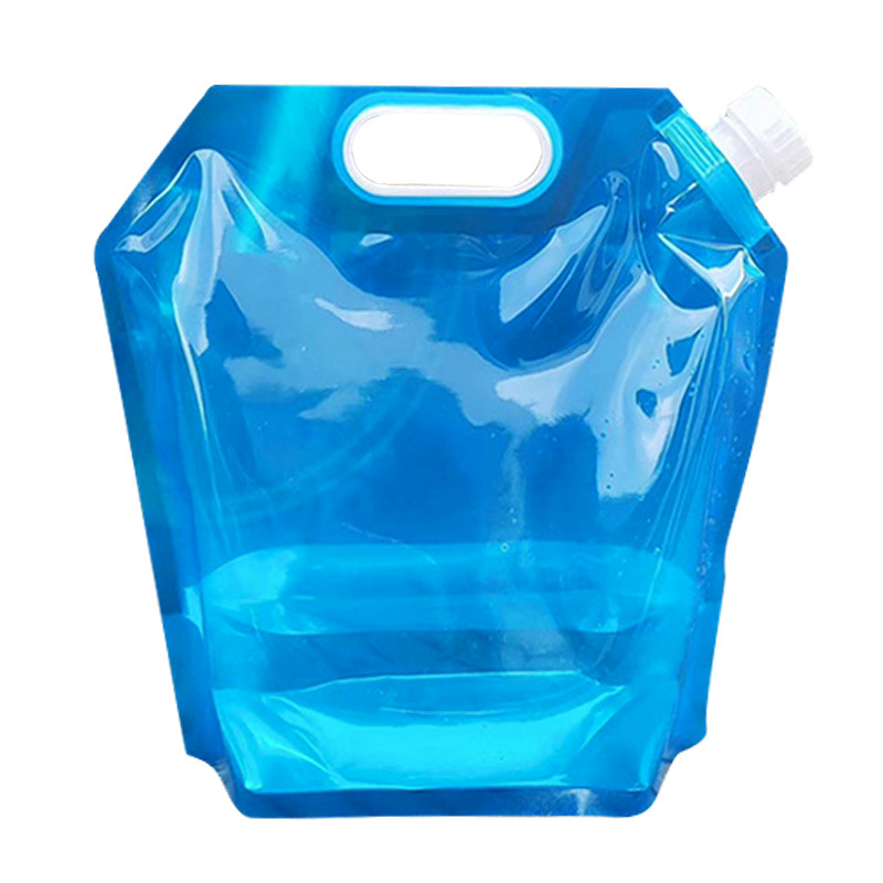 Outdoor portable folding water bag with valve large capacity mountaineering travel camping plastic soft water storage bucket 5L