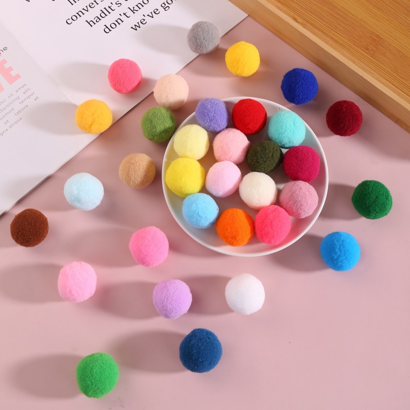 Cross-border in stock high-elastic fur ball handmade diy accessories polyester small fur ball clothing accessories color plush ball wholesale
