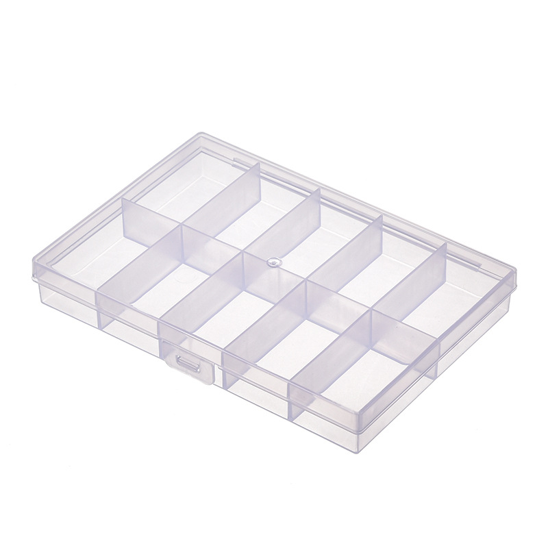 Fixed 10-grid transparent plastic box beaded jewelry packaging box jewelry parts organizing storage box anti-String grid box