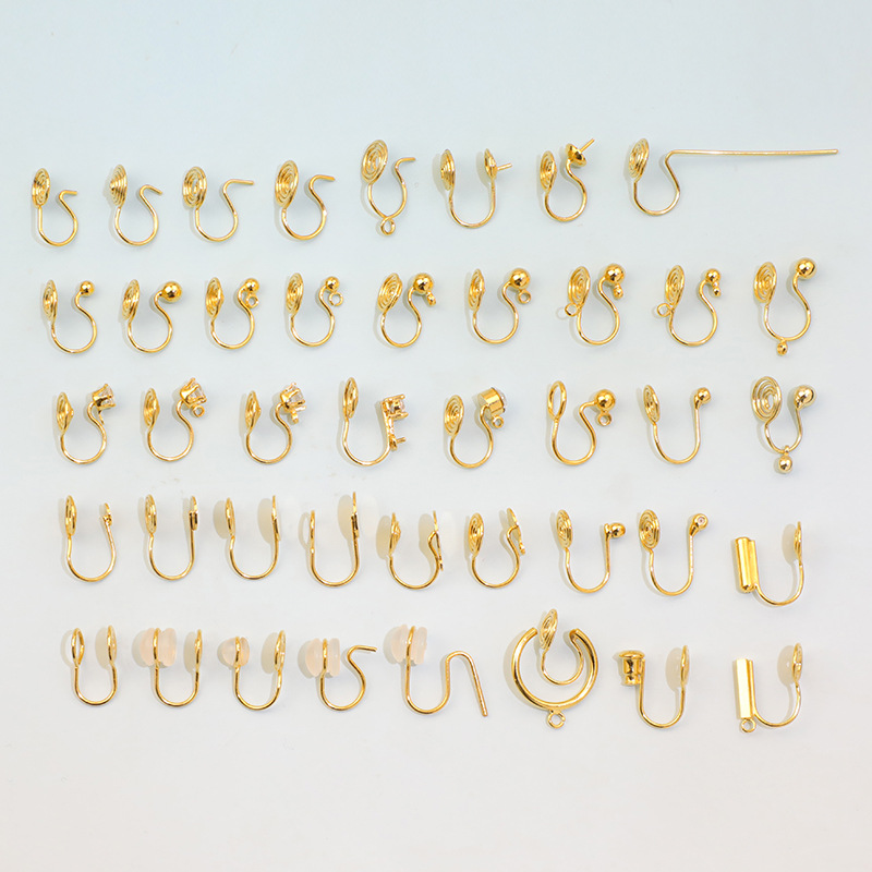 Mosquito coil painless ear clip conversion Jewelry earrings accessories diy non-piercing converter copper plating 18K real gold