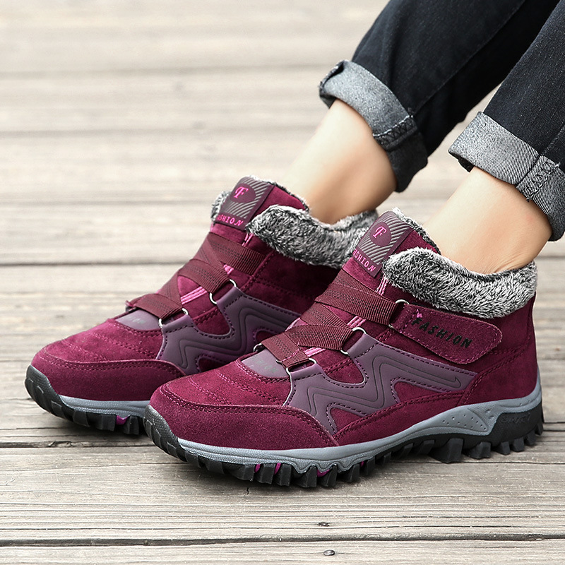 2022 plus size height increasing couple snow boots winter fleece-lined warm men's and women's outdoor cotton-padded shoes mid-top sports cotton-padded shoes