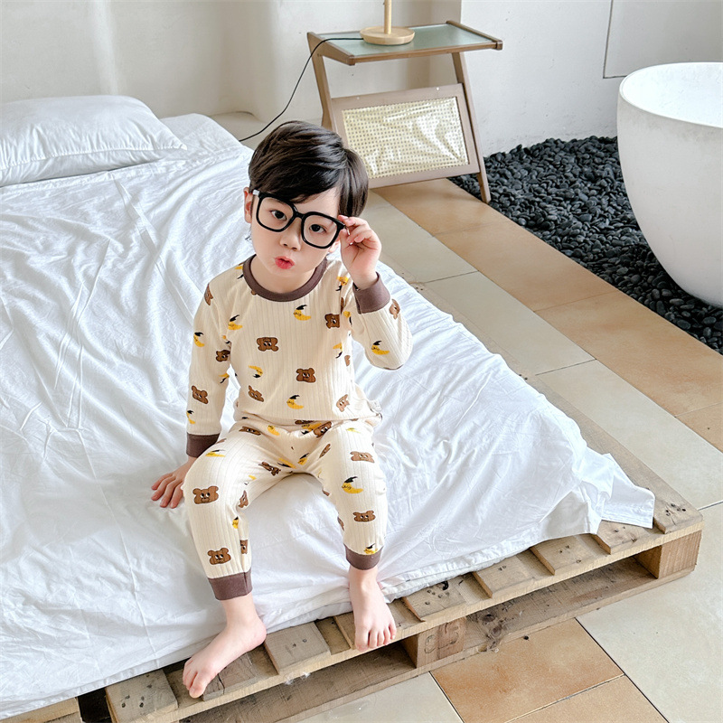 Children's Home wear suit Cotton Girls' cotton pajamas two-piece set baby boys' underwear baby autumn clothes long pants