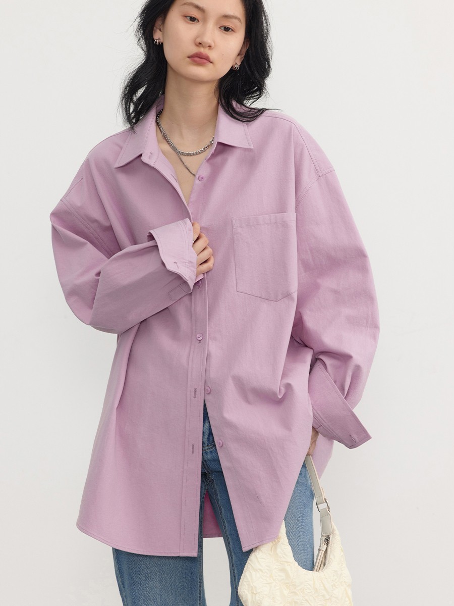 CHICVEN2023 Spring New Casual Loose Pink Shirt Top Women's Cold High-grade Long-sleeved Shirt