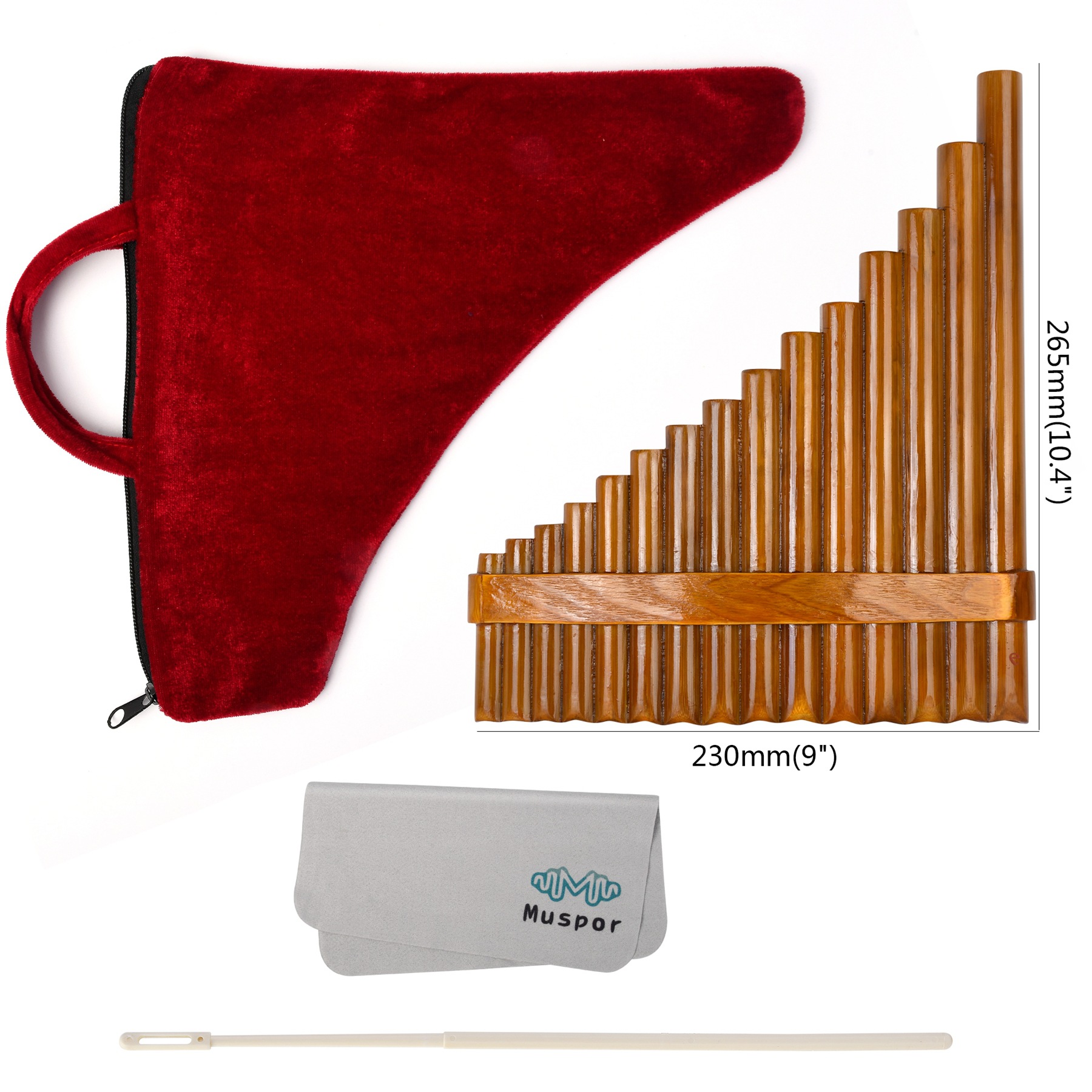 Muspor 15-tube G-tuned bamboo Pan Flute (with hoop)